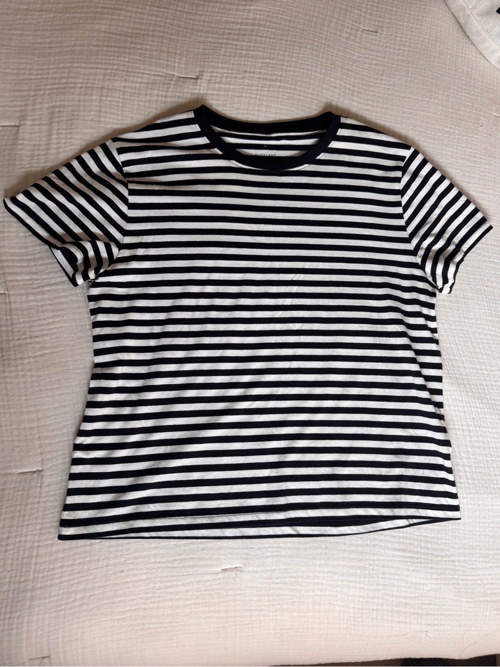 Everlane black and white striped cotton tshirt women’s medium great condition